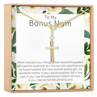 Bonus Mom Infinity Cross  Necklace
