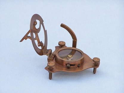 Captain's Antique Brass Triangle Sundial Compass with Rosewood Box 3""