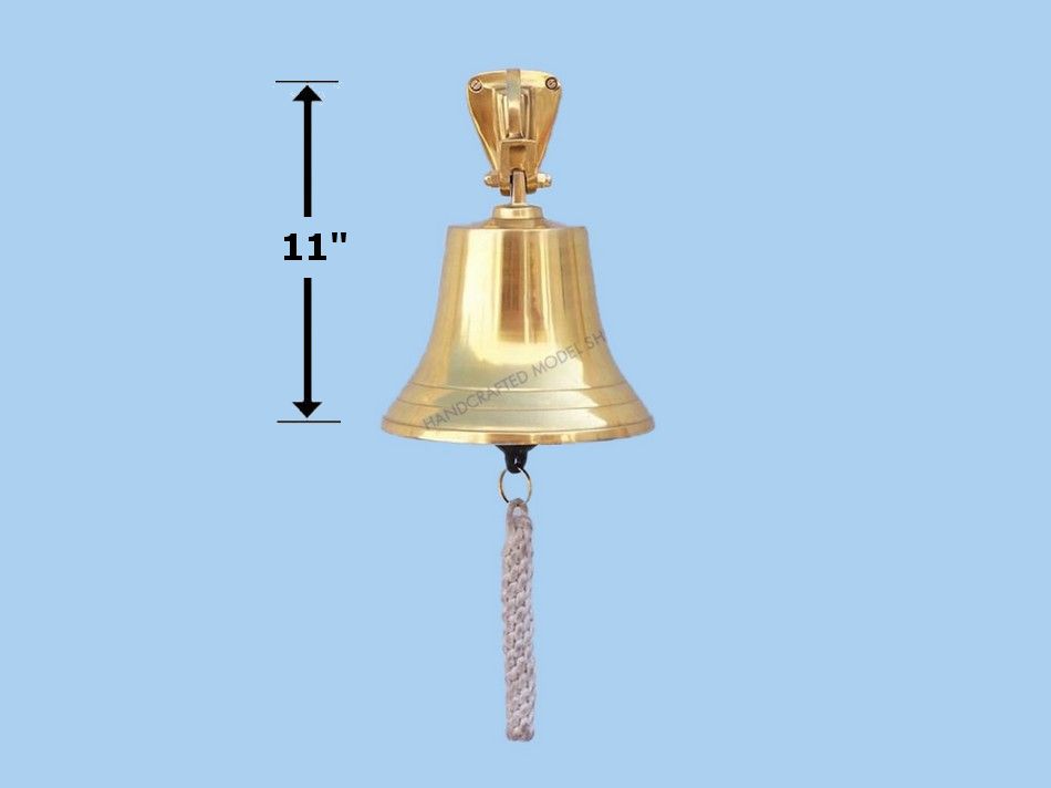 Brass Plated Hanging Ship's Bell 11""