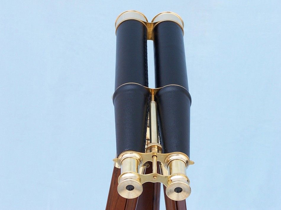 Floor Standing Admiral's Brass/Leather Binoculars 62""