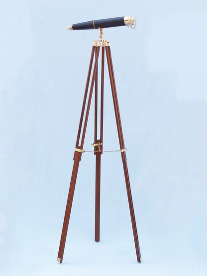 Floor Standing Admiral's Brass/Leather Binoculars 62""