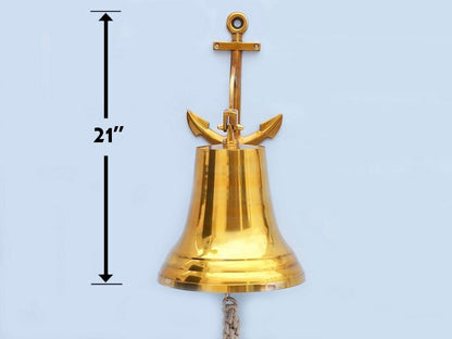 Brass Hanging Anchor Bell 21""