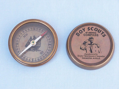 Antique Brass Boy Scout Compass w/ Rosewood Box 3""
