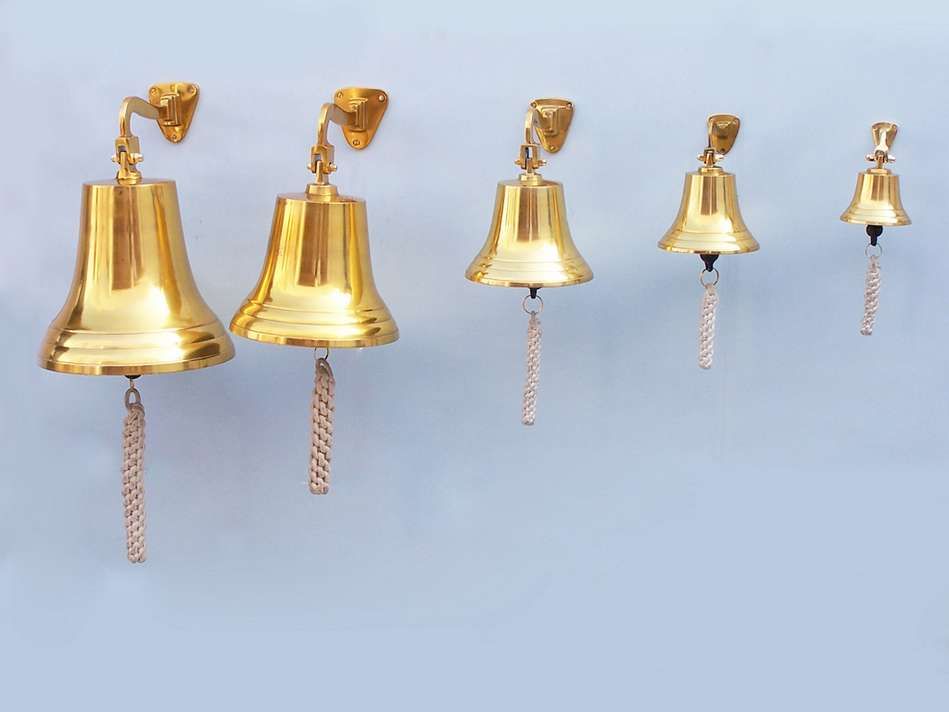 Brass Plated Hanging Ship's Bell 11""