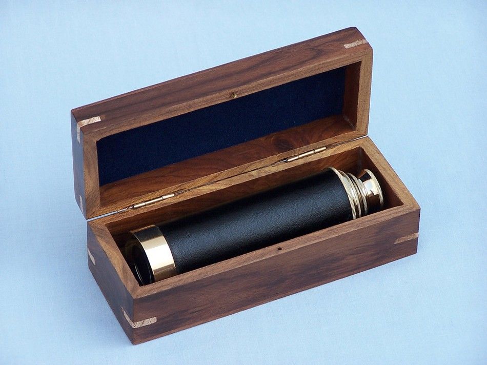 Solid Brass with Leather Spyglass 15""