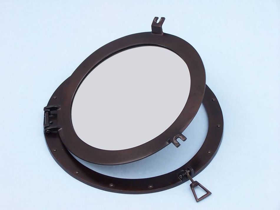 Bronze Deluxe Class Decorative Ship Porthole Mirror 17""