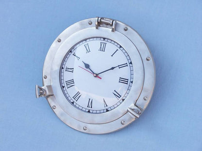 Brushed Nickel Deluxe Class Porthole Clock 12""