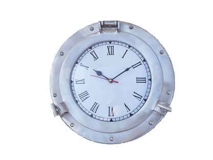 Brushed Nickel Deluxe Class Porthole Clock 12""