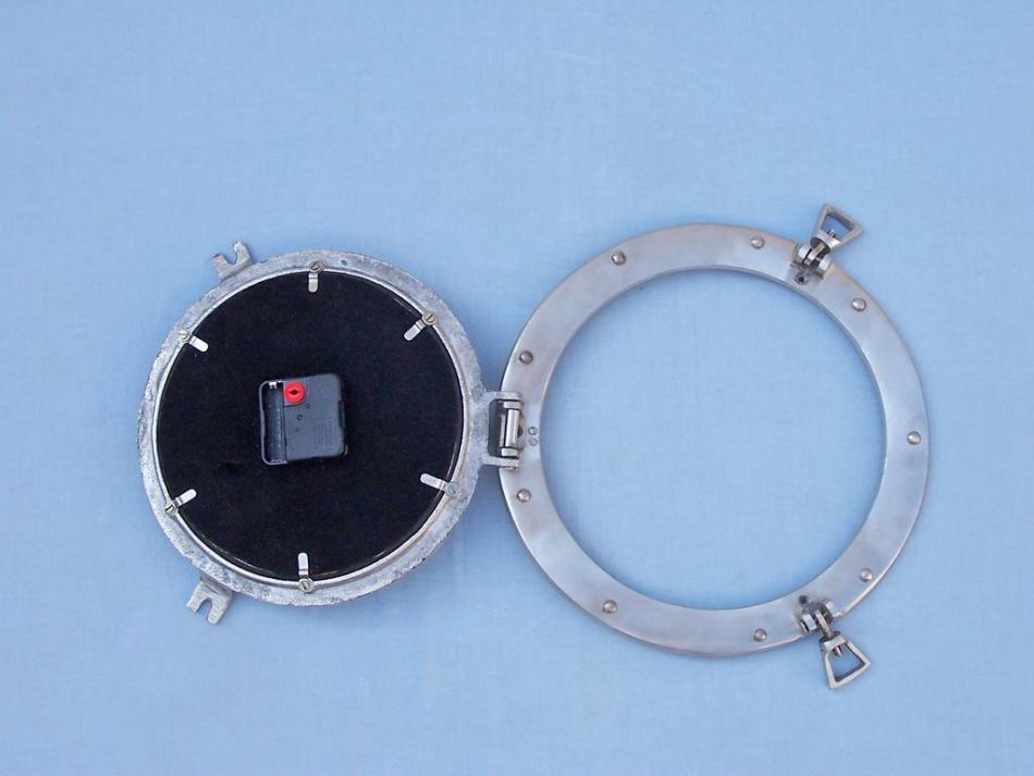 Brushed Nickel Deluxe Class Porthole Clock 12""