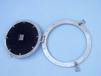 Brushed Nickel Deluxe Class Porthole Clock 17""
