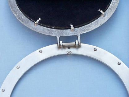 Brushed Nickel Deluxe Class Porthole Clock 17""