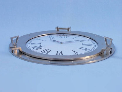 Brushed Nickel Deluxe Class Porthole Clock 24""