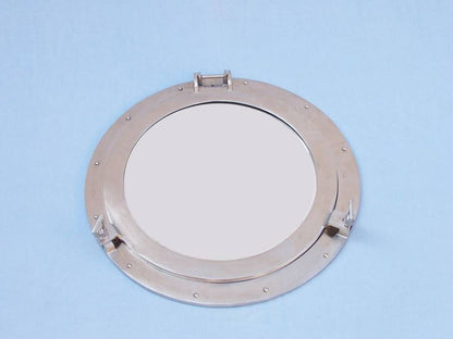 Brushed Nickel Deluxe Class Decorative Ship Porthole Mirror 20""