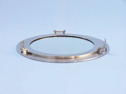Brushed Nickel Deluxe Class Decorative Ship Porthole Mirror 20""