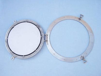 Brushed Nickel Deluxe Class Decorative Ship Porthole Mirror 20""