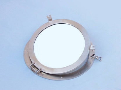 Brushed Nickel Deluxe Class Decorative Ship Porthole Mirror 20""