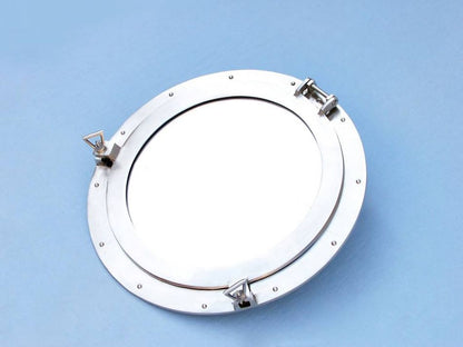 Brushed Nickel Deluxe Class Decorative Ship Porthole Mirror 20""