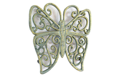 Antique Seaworn Bronze Cast Iron Butterfly Trivet 8""