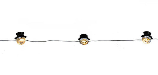 20-Light Battery-Operated LED String Lights - Snowman