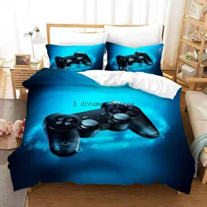 Digital 3D Game Controller Pattern Printed Bedding Three-Piece Set