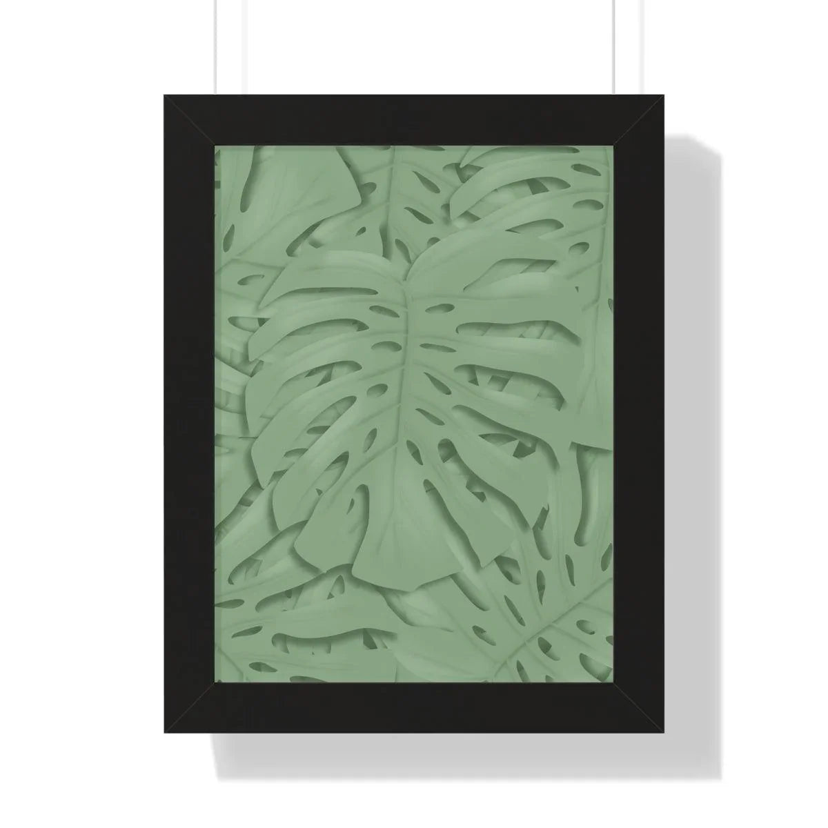 Sage Green Monstera Framed Print – Botanical Wall Art