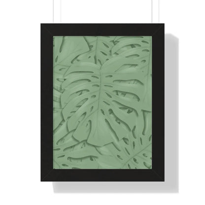 Sage Green Monstera Framed Print – Botanical Wall Art