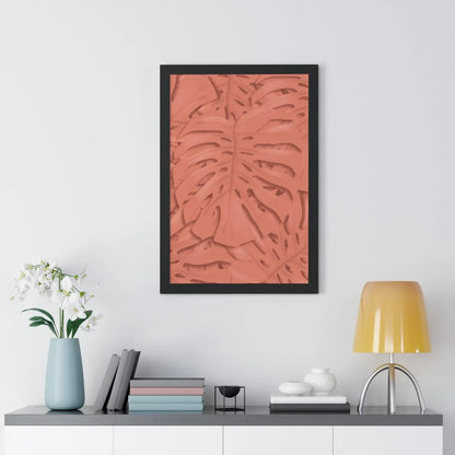 Coral Monstera Framed Print – Botanical Wall Art