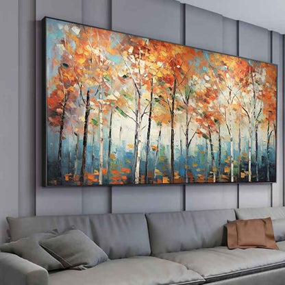 Handmade Oil Painting Canvas Wall Art Decoration Modern Autumn Maple Forest Landscape Home Living Room Decor Rolled Frameless Unstretched Painting