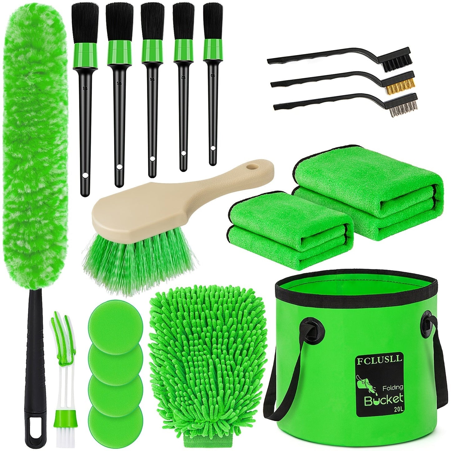 Car Full Interior & Exterior Cleaning Detailing Kit w/ Vacuum, Windshield Cleaner, Drill Brush Kit & More