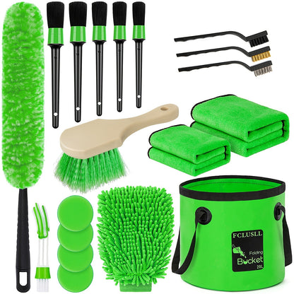 Car Full Interior & Exterior Cleaning Detailing Kit w/ Vacuum, Windshield Cleaner, Drill Brush Kit & More