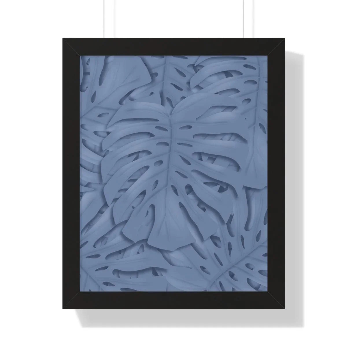Blue Monstera Framed Print – Botanical Wall Art