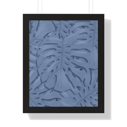 Blue Monstera Framed Print – Botanical Wall Art