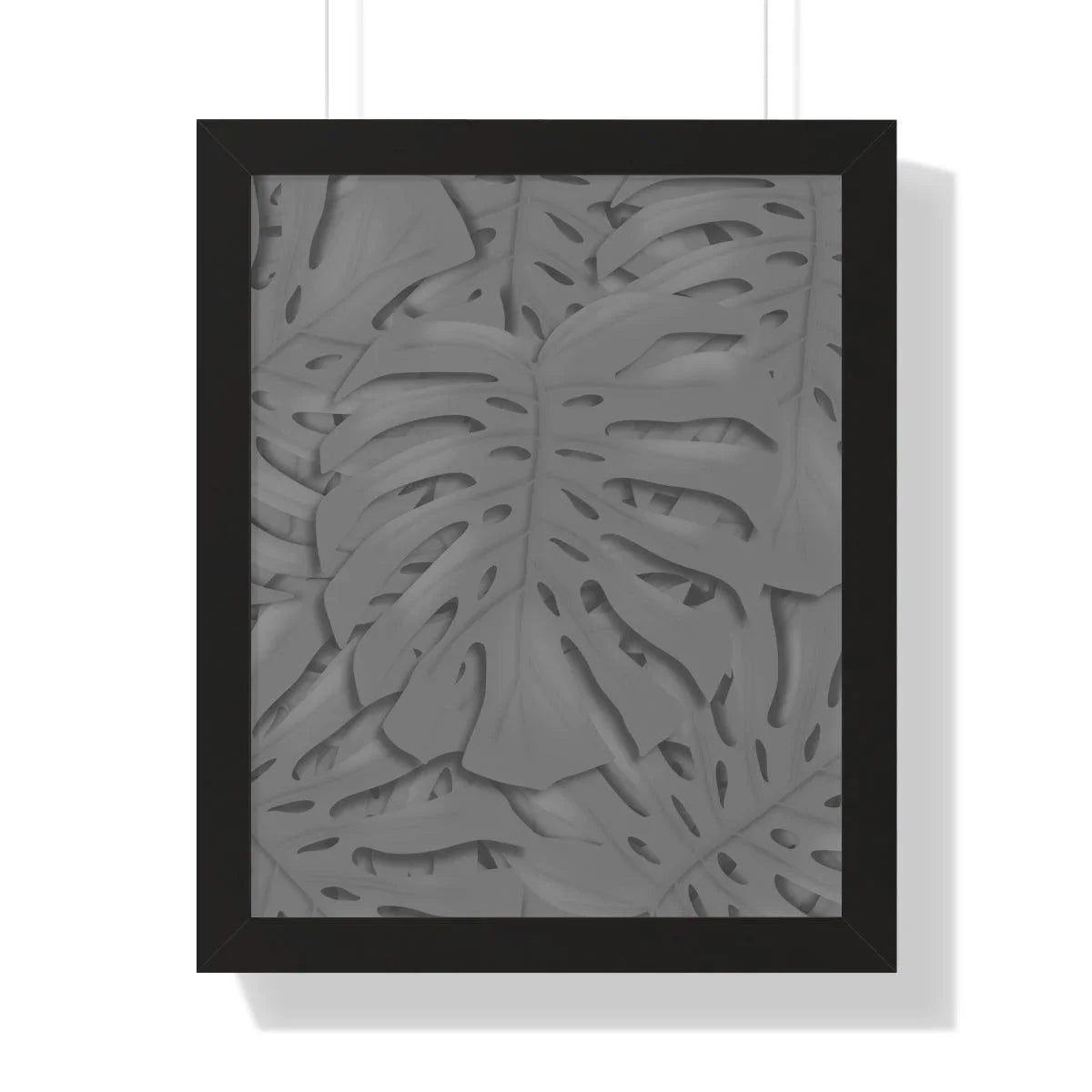 Grey Monstera Framed Print – Botanical Wall Art