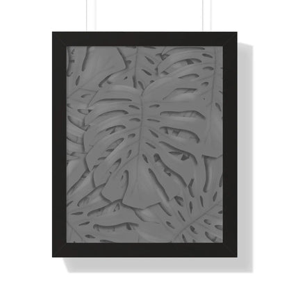 Grey Monstera Framed Print – Botanical Wall Art