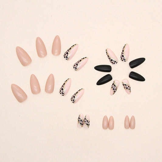 Lady Temperament Black Gold Leopard Nail Art