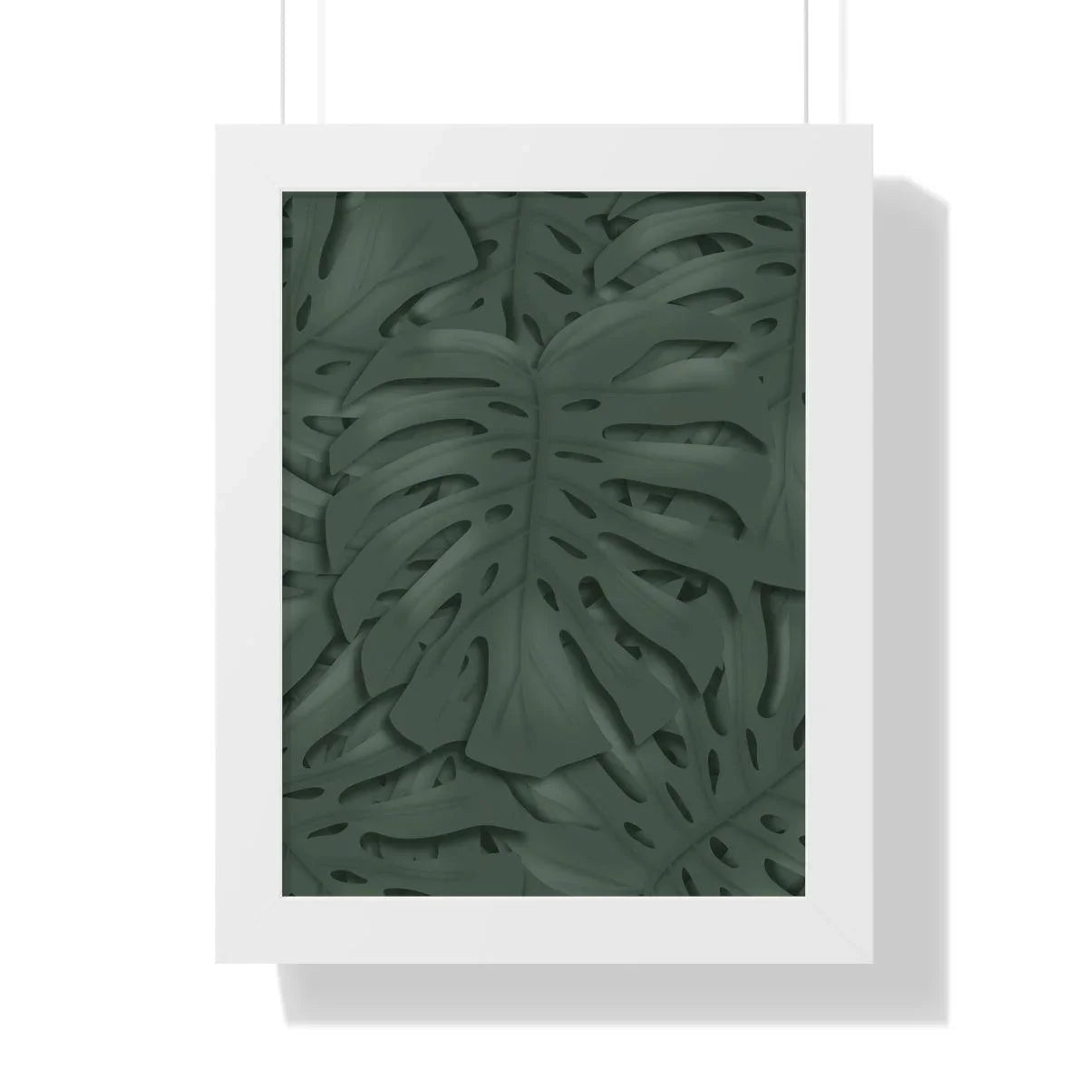 Deep Green Monstera Framed Print – Botanical Wall Art