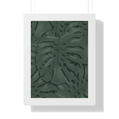 Deep Green Monstera Framed Print – Botanical Wall Art
