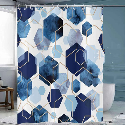 Blue Shower Curtain Abstract Geometric Modern