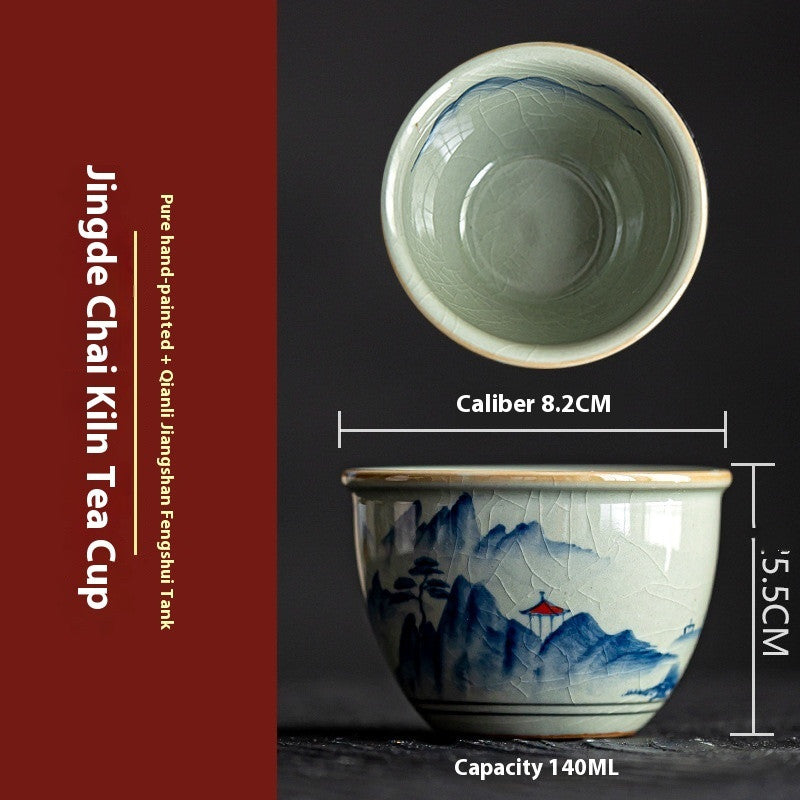 Blue And White Old Clay Hand Painted Master Cup Antique Ceramics Tea Cup