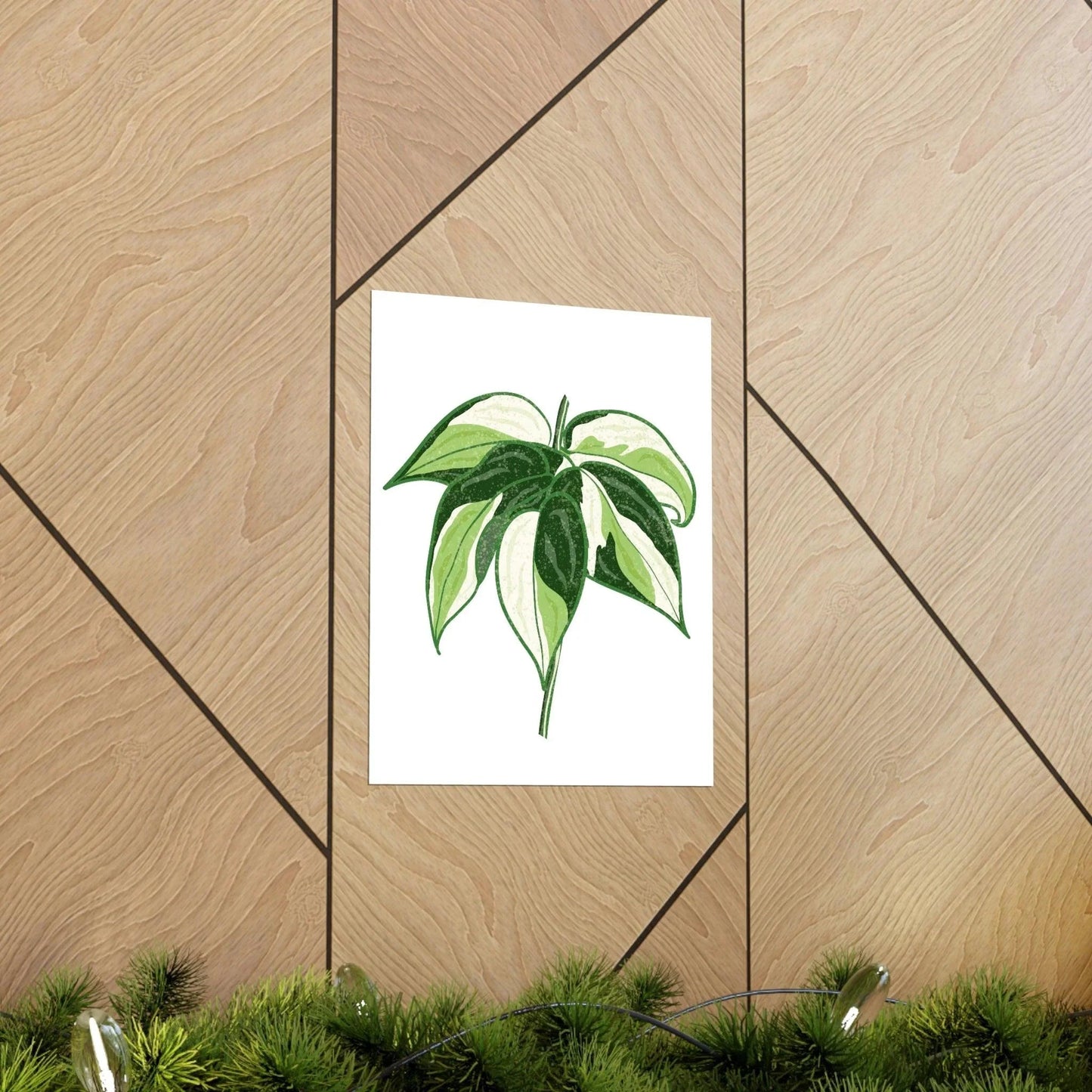 Philodendron Cream Splash Botanical Print – Unframed Wall Art