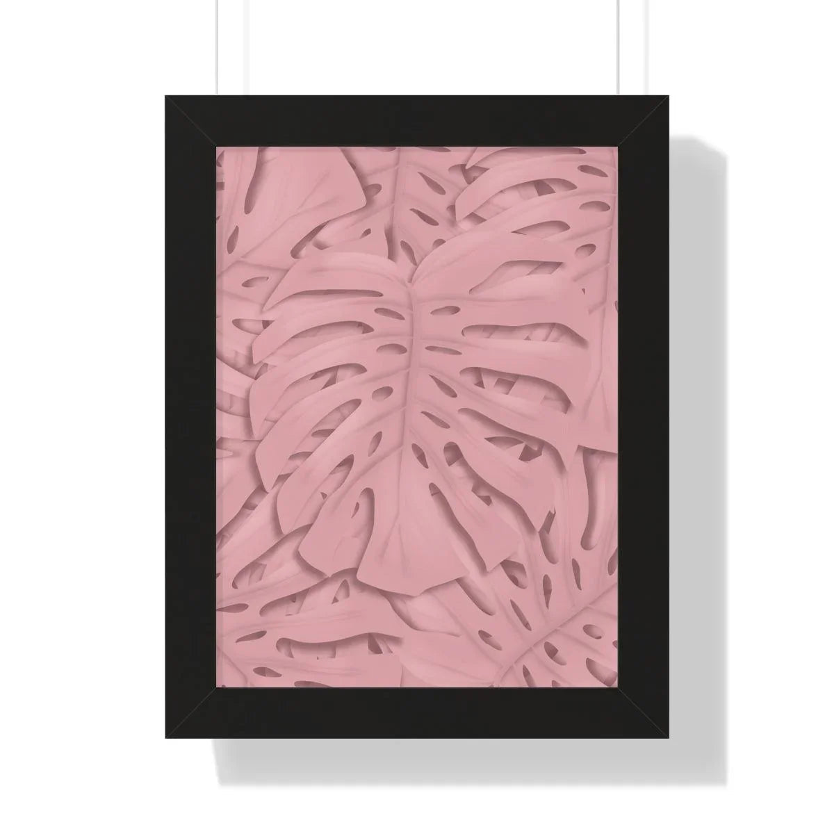 Soft Pink Monstera Framed Print – Botanical Wall Art