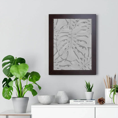 Soft Grey Monstera Framed Print – Botanical Wall Art