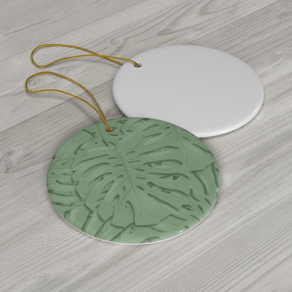 Sage Green Monstera Ceramic Ornament