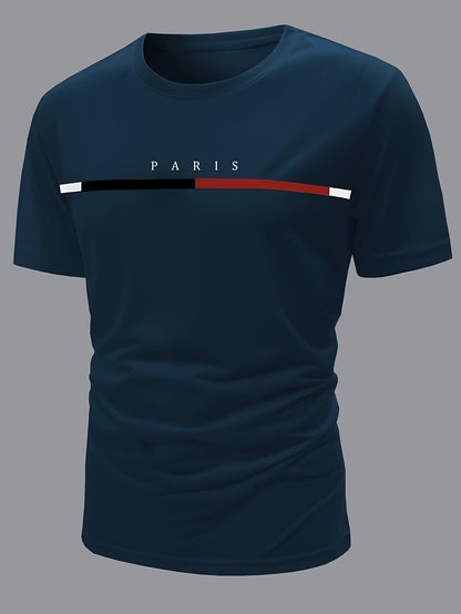 Men's  Paris Short-Sleeve Crew Neck Fitted T-Shirts