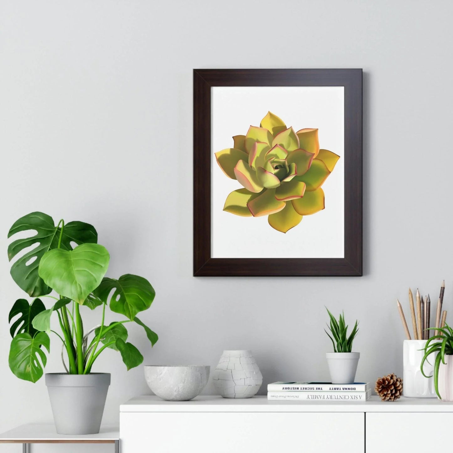 Noble Aeonium Succulent Framed Print – Botanical Wall Art
