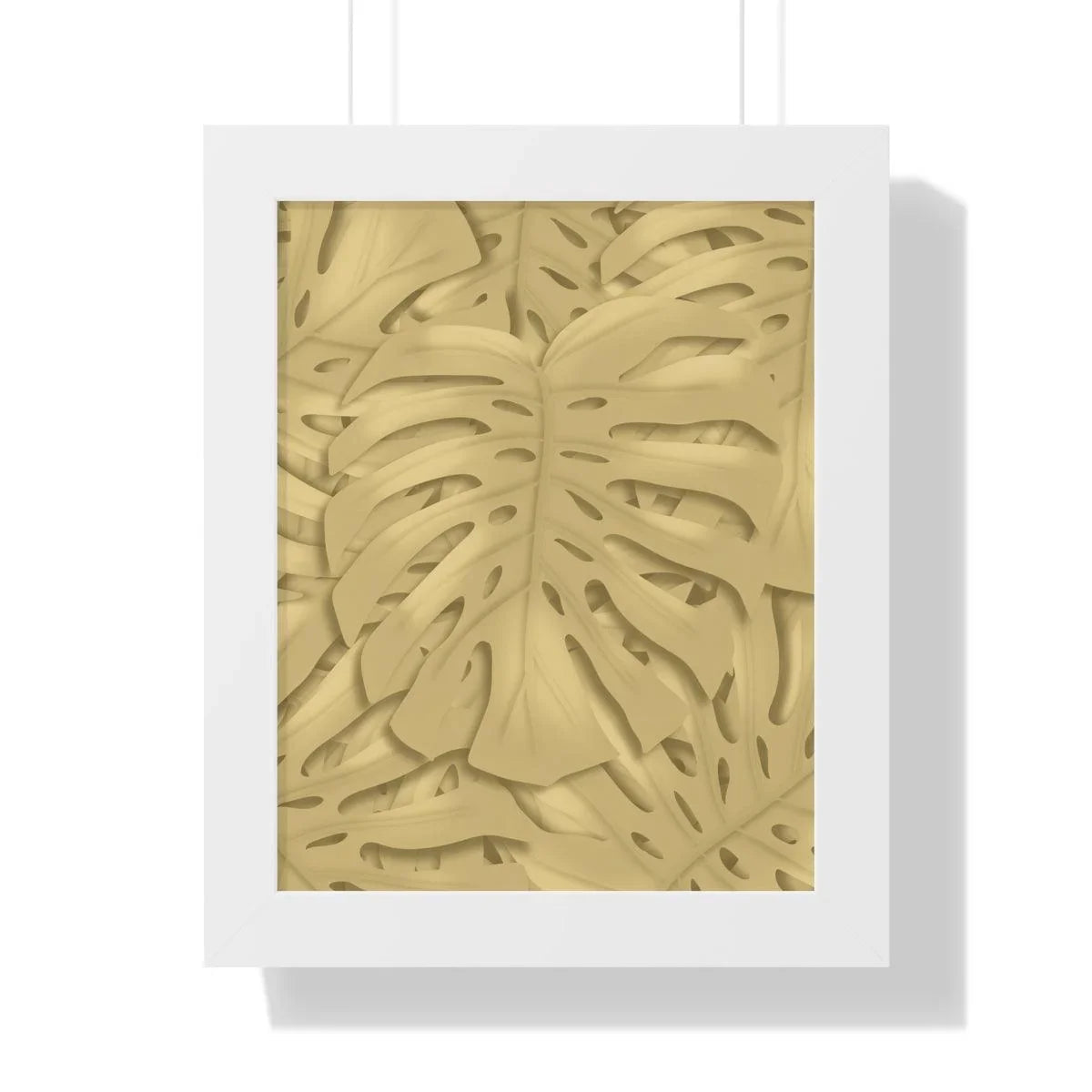 Golden Monstera Framed Print – Botanical Wall Art