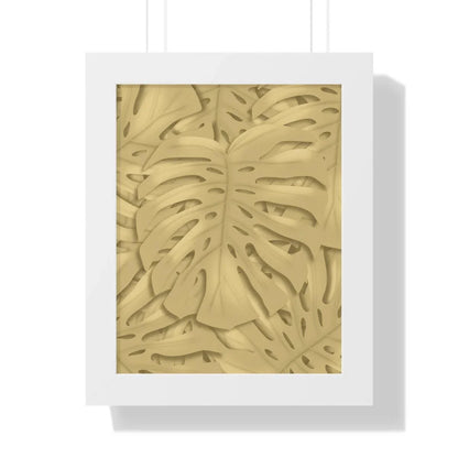 Golden Monstera Framed Print – Botanical Wall Art