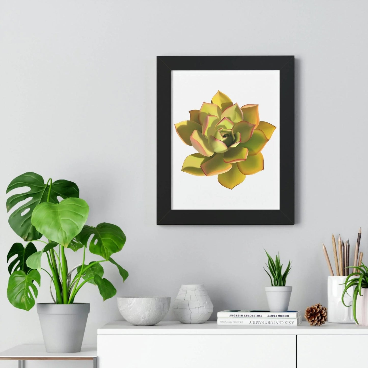 Noble Aeonium Succulent Framed Print – Botanical Wall Art
