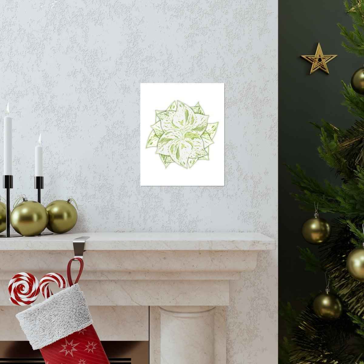 Snow Queen Pothos Botanical Print – Unframed Wall Art