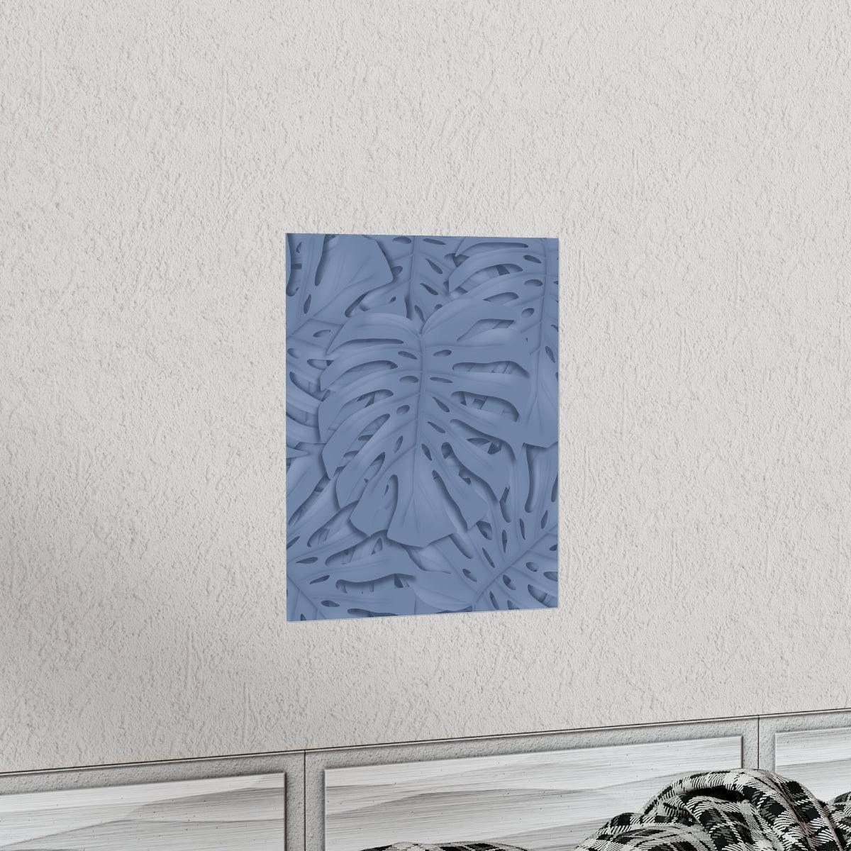 Blue Monstera Botanical Print – Unframed Wall Art